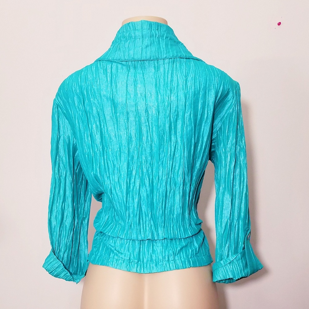 Ruby Road Turquoise Metallic Blue Windbreaker .8 - image 3